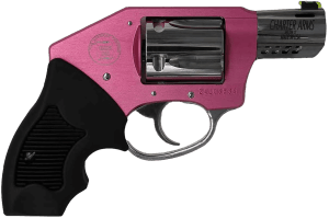 Charter Arms 53812 Off Duty Coyote 380 ACP 5rd 2" Stainless Ported Barrel High Polished Cylinder Pink Aluminum Frame Black Finger Grooved Rubber Grip Concealed Hammer