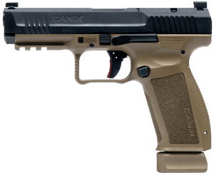 Canik HG6652N Mete SFT 9mm Luger 10+1 4.46" Black Nitride Steel Barrel  Black Cerakote Optic Ready/Serrated Steel Slide  Flat Dark Earth Polymer Frame w/Picatinny Rail  Interchangeable Backstrap Grip