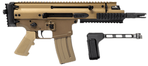 FN 38101883 SCAR 15P 5.56x45mm 30+1 7.50" Black Steel Barrel  Flat Dark Earth Anodized Picatinny Rail Aluminum Receiver  SB Tactical Brace  Ambidextrous