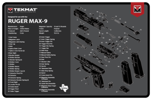 TekMat TEKR17RUGERMAX9 Ruger Max 9 Cleaning Mat Black/White Rubber 11" x 17"