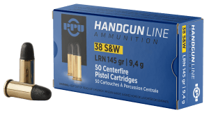 PPU PPH38SW Handgun  38S&W 145gr Lead Round Nose 50 Per Box/20 Case