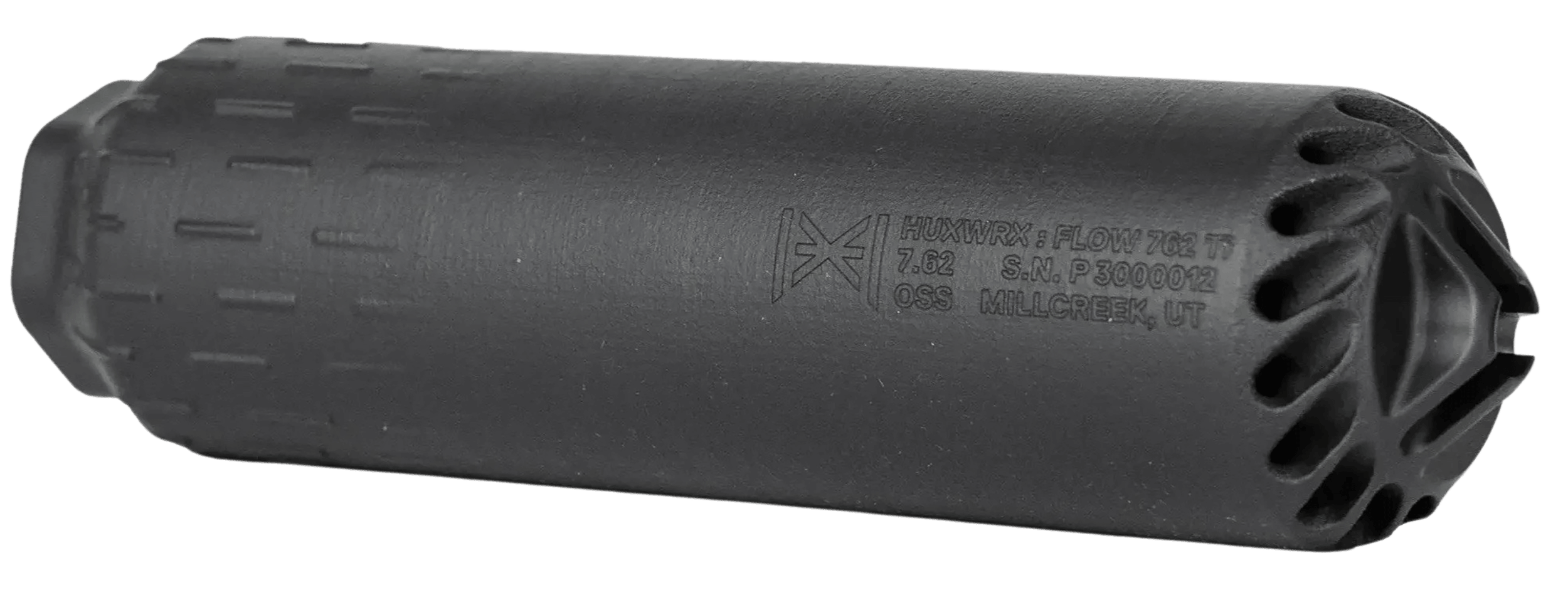 Huxwrx Safety CO 2748 FLOW 762 TI 30 Cal (7.62mm) 6.70" Long 1.80" Diameter Black Titanium 5/8"-24 tpi QD Mount