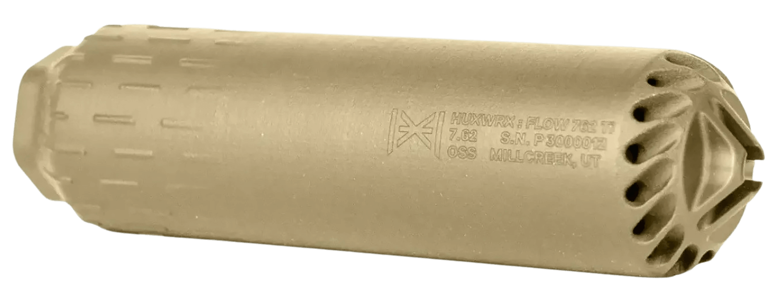 Huxwrx Safety CO 2747 FLOW 762 TI 30 Cal (7.62mm) 6.70" FDE Titanium 5/8"-24 tpi QD Mount