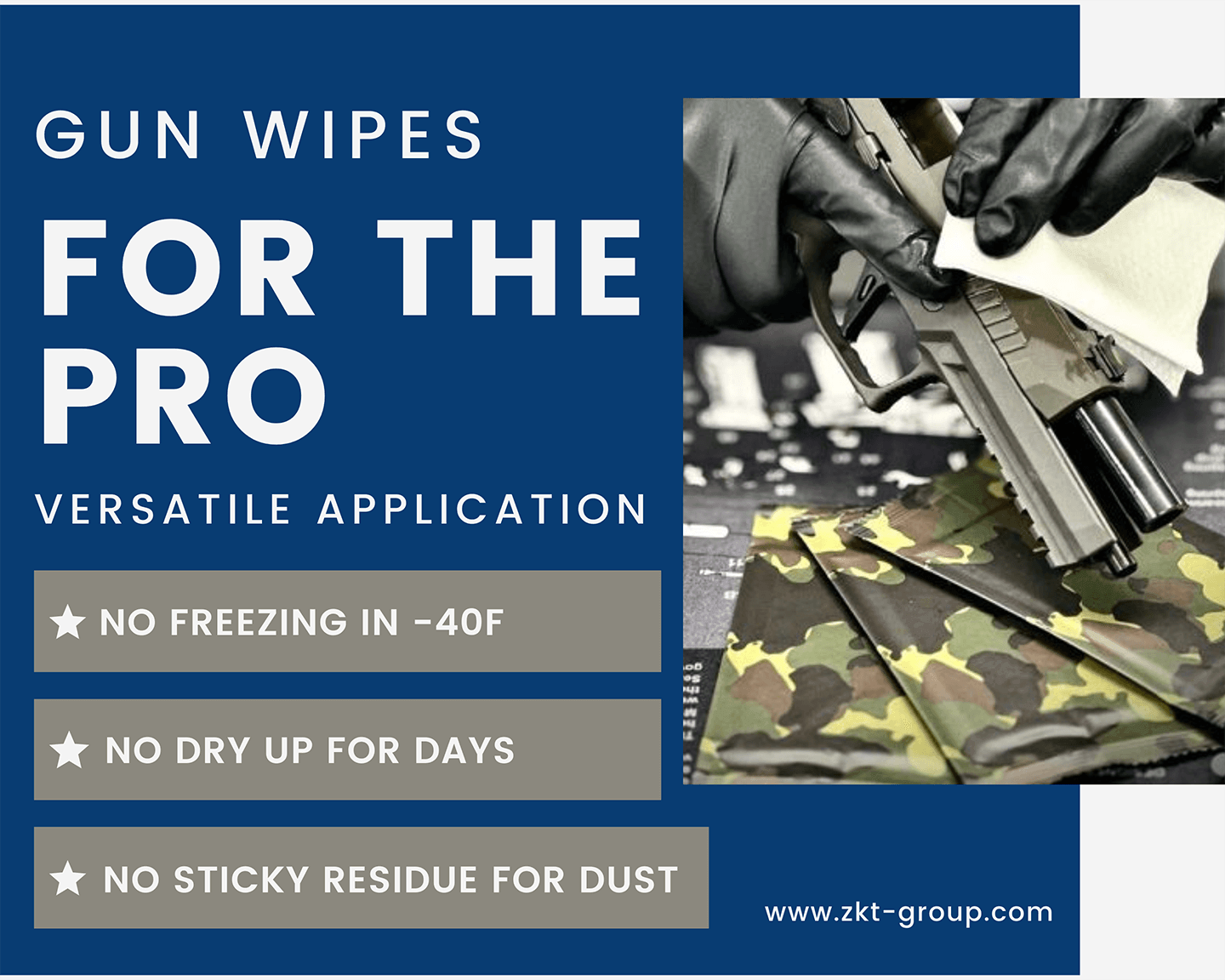 ZKT Group Prepackaged Graphene-Based Lube Saturated Gun Wipes (25-Pack) - Image 8