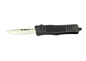 Steel River Knives MT616BULD2DP MT616 Ultralight Mini 2.75" OTF Drop Point Plain Polished D2 Steel Blade  4.25" Black Aluminum Handle