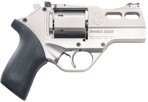 Chiappa Firearms CF340341 Rhino 30DS *CA Compliant Small 10mm Auto 6 Shot 3" Nickel Plated Picatinny Rail/Vent Rib Barrel  Cylinder  Aluminum Frame w/Picatinny Rail  Black Rubber Grip
