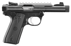 Ruger 40190 Mark IV 22/45 22 LR 10+1 4.40" Stainless Threaded Bull Barrel  Black Picatinny Rail Receiver  Black Polymer Frame  Black Checkered Polymer Grip