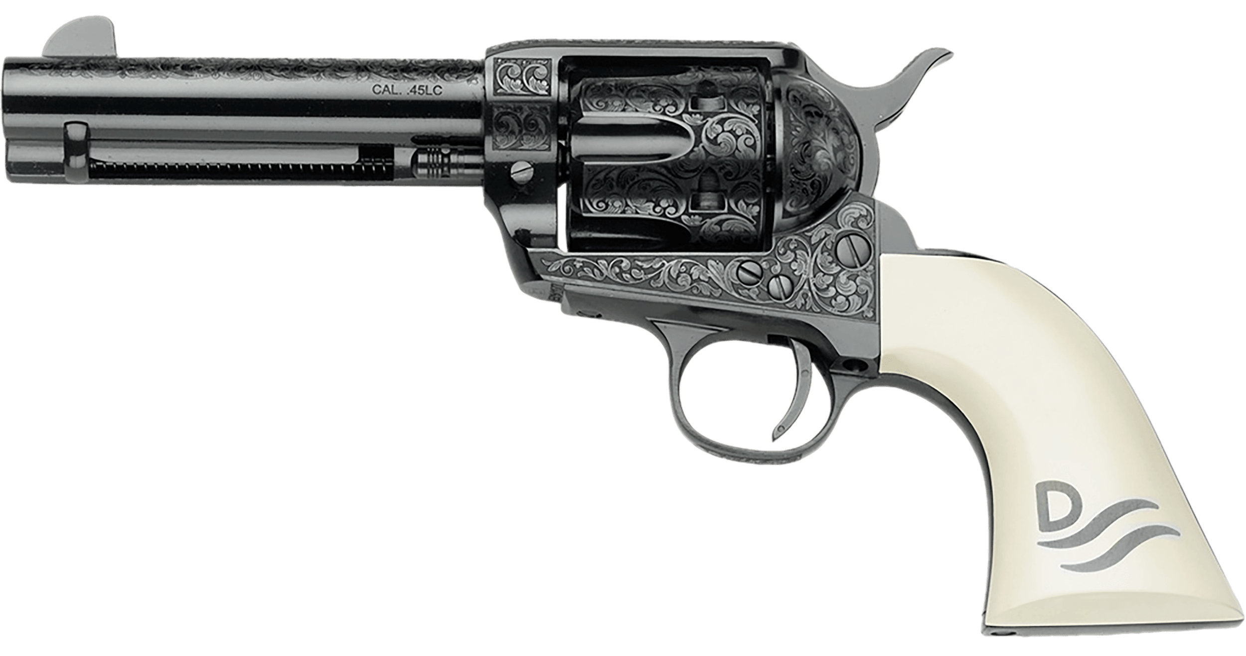 Pietta GW45RR434NMUI Great Western II Red River 45 Colt (Long Colt) 4.75" Ultra Ivory Engraved Grip