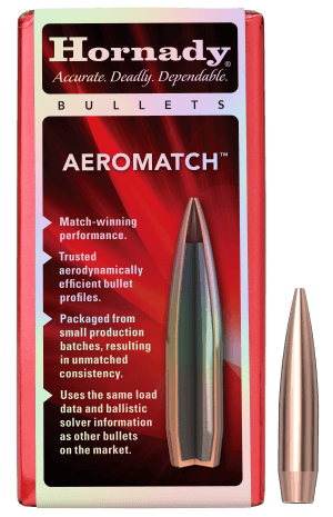 Hornady 22771 Aeromatch  22Cal 69gr Hollow Point Boat Tail 100 Per Box/25 Case