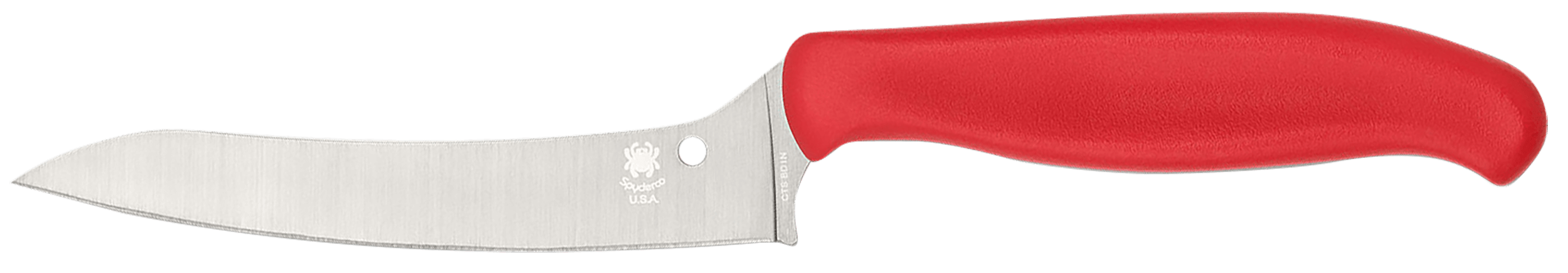 Spyderco K14PRD Z-Cut Pointed 4.40" Fixed Plain Stonewashed CTS BD1N SS Blade Red Textured Polypropylene Handle