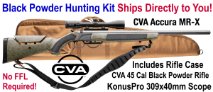 CVA PR3232NSCP Accura MR-X 45 Cal 26" Tungsten Cerakote Fluted Threaded Barrel  Drilled & Tapped Receiver  Adjustable Black/Gray Webbing Synthetic Stock  KonusPro 309x40mm IR w/BDC  Soft Rifle Case
