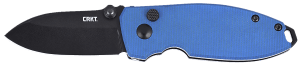 CRKT 2474BD SQUID EDC 2.27" Folding Plain Stonewashed D2 Steel Blade Blue Micarta Handle