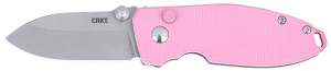 CRKT 2474P SQUID EDC 2.27" Folding Plain Stonewashed D2 Steel Blade Pink G10 Handle