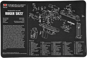 TekMat TEKR17RUGERSR22 Ruger SR22 Cleaning Mat Black/White Rubber 11"x17" Ruger SR22 Parts Diagram