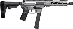 CMMG 99A520FTNG Banshee FE MkGs 9mm Luger 33+1 8" Black Nitride Threaded Barrel  M-LOK Handguard  Tungsten Cerakote Aluminum Receiver w/Picatinny Rail  Black Polymer CMMG RipBrace  CMMG Zeroed Grip