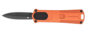 CobraTec Knives 952ORGDAGNS 952 Small 1.75" OTF Dagger Plain Black Stonewashed D2 Steel Blade 3" Orange Aluminum Handle