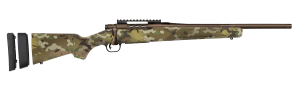 Mossberg 28281 Patriot Super Bantam Youth 350 Legend 4+1 18" Patriot Brown Cerakote Threaded Bull Barrel  Patriot Brown Cerakote Steel Receiver w/Picatinny Rail  MultiCam Fixed Synthetic Stock