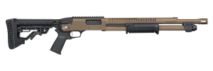 Mossberg 50756 590R  12 Gauge Pump 3" 6+1 18.50" Flat Dark Earth Cerakote Heat Shield Barrel  Flat Dark Earth Cerakote Steel Receiver  Black AR Mil-Spec Adjustable Synthetic Stock  Black Magpul Grip