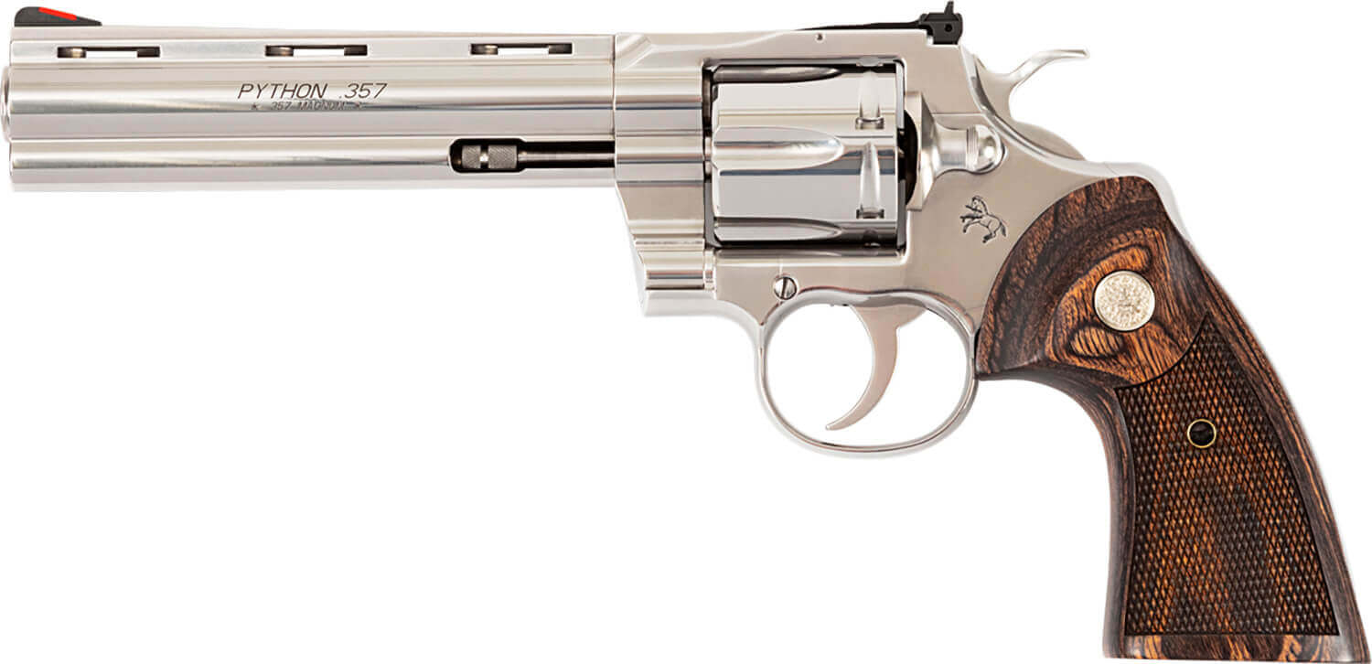 Colt Mfg PYTHONSP6WTS Python 38 Special/357 Mag 6 Shot 6" Stainless Vent Recessed Target/Vent Rib Barrel Cylinder & Frame Walnut w/Colt Medallion Grip - Image 3