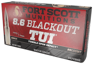 Fort Scott Munitions 86BLK235SCV1 Tumble Upon Impact (TUI)  8.6Blackout 135gr 20 Per Box/10 Case