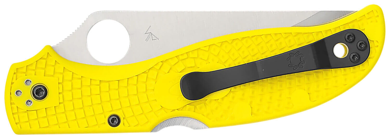 Spyderco C258PYL Stretch 2 XL Lightweight 3.95" Folding Plain Stonewashed H2 Steel Blade Yellow Bi-Directional Texturing FRN Handle - Image 2