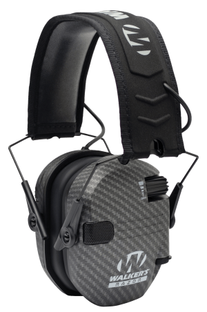 Walker's GWPRSEMCARB Razor Slim Electronic Muff 23 dB Over the Head Carbon Gray/Black Polymer
