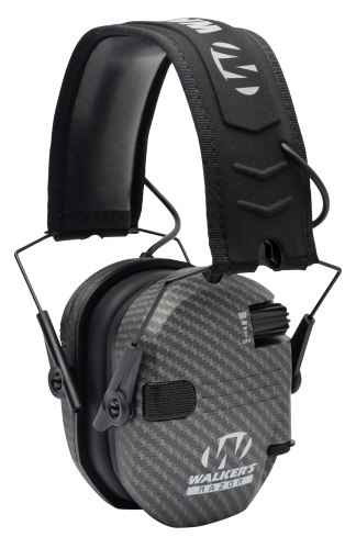 Walker's GWPRSEMCARB Razor Slim Electronic Muff 23 dB Over the Head Carbon Gray/Black Polymer