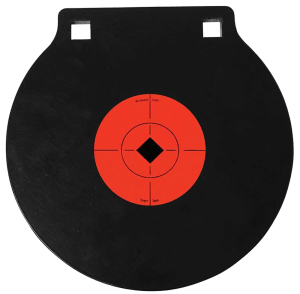 Birchwood Casey 47604 World of Targets Double Hole 8" Pistol/Rifle Black/Orange AR500 Steel Circle w/Crosshair & Diamond 0.38" Thick Hanging