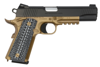 Colt Mfg O1070CQBFB Custom CQB 45 ACP 8+1 5" Stainless National Match Barrel Black Serrated Carbon Steel Slide Flat Dark Earth Steel Frame w/Picatinny Rail Black G10 Grip Ambidextrous