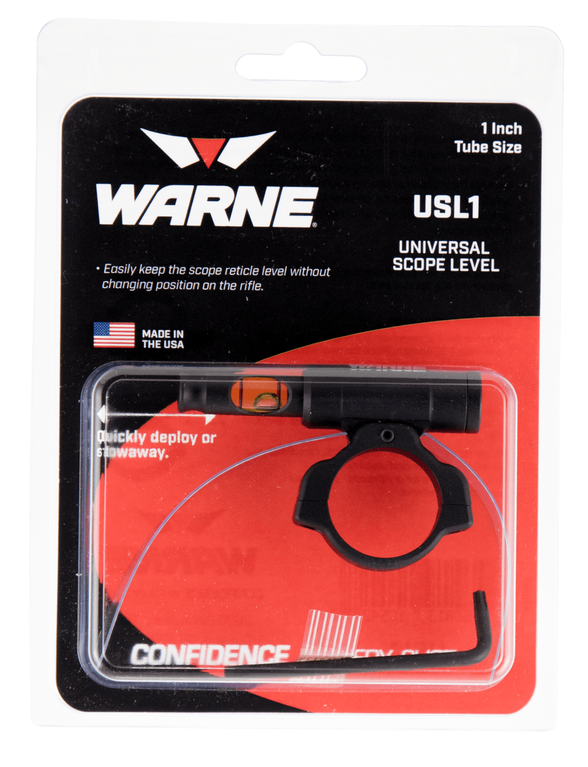 Warne USL1 Universal Scope Level 1" Tube Diameter Universal Aluminum Black