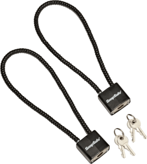 SnapSafe 75281 Lock Box Cable Lock with Padlock Steel PVC-Covered Black 2 Pack