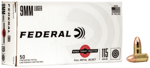 Federal RTP9115 Range & Target 9mmLuger 115gr Full Metal Jacket 50rd Box