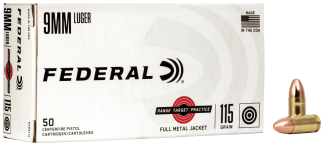 Federal RTP9115 Range & Target 9mmLuger 115gr Full Metal Jacket 50rd Box