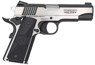 Colt Mfg O4082CE Combat Elite Commander 9mm Luger 8+1 4.25" Stainless Steel Barrel  Two-Tone Serrated Stainless Steel Slide & Frame w/Beavertail  Black Scalloped G10 Grip  Ambidextrous