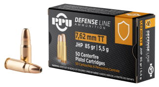 PPU PPD7T Defense  7.62x25mm Tokarev 85 gr Jacket Hollow Point 50rd Box