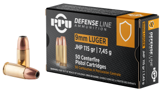 PPU PPD91 Defense 9mm Luger 115 gr Jacket Hollow Point 50rd Box