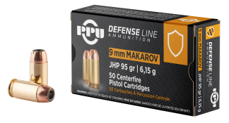 PPU PPD9M Defense  9x18 Makarov 95 gr Jacket Hollow Point 50rd Box