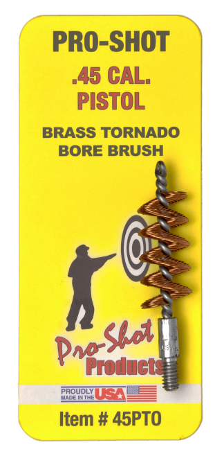Pro-Shot 45PTO Tornado Bore Brush .45 Cal Pistol #8-32 Thread Brass Spiral Wound Loop