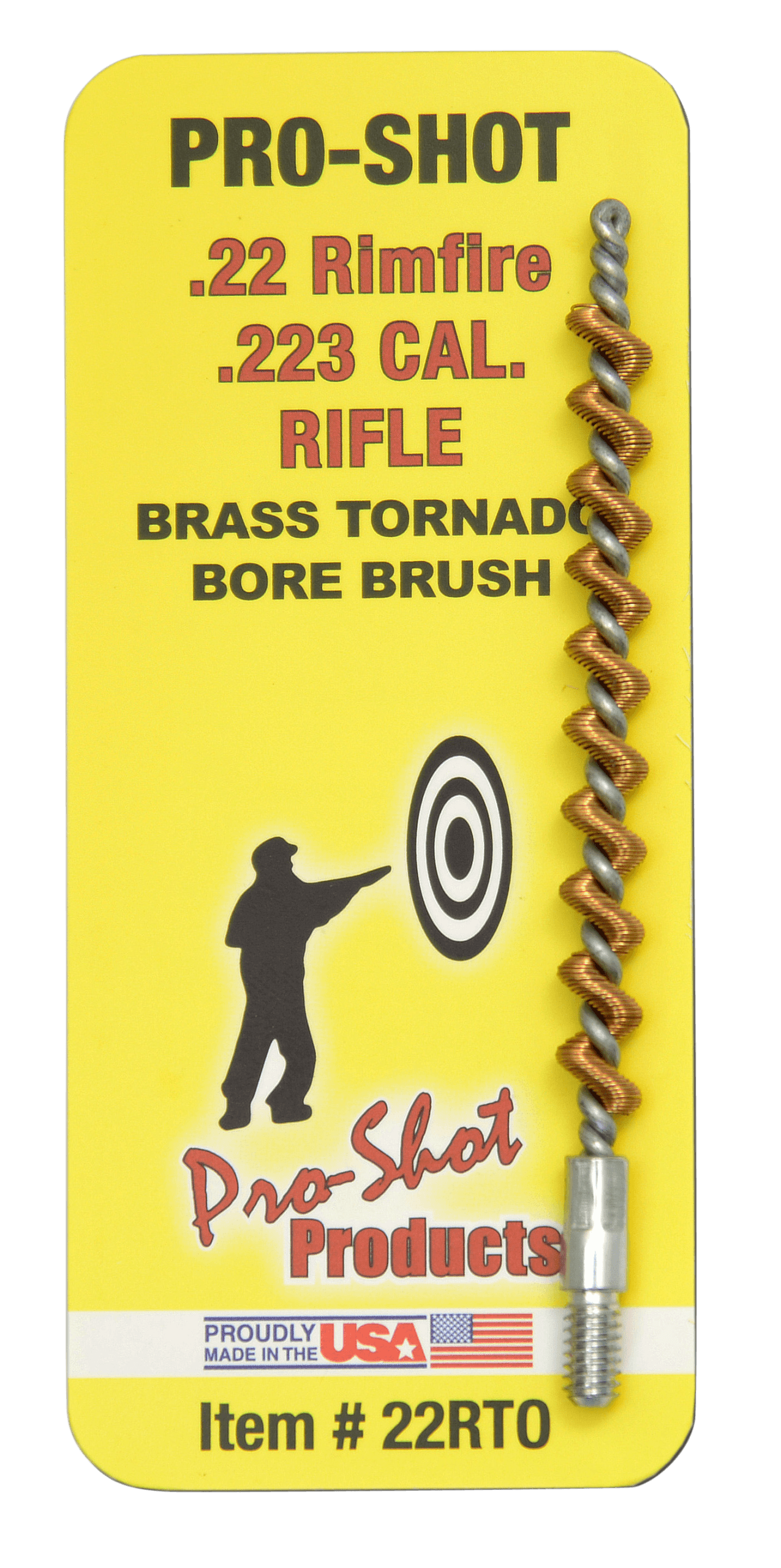 Pro-Shot 22RTO Tornado Bore Brush .22/ .223/ 5.56mm Cal Rifle #8-32 Thread Brass Spiral Wound Loop