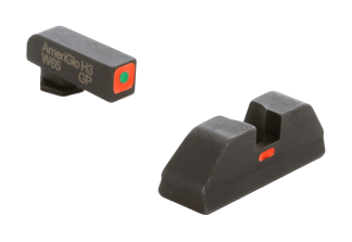 AmeriGlo GL616 CAP Sight Set for Glock Black | Green Tritium with Orange Outline Front Sight Black Orange Line Rear Sight