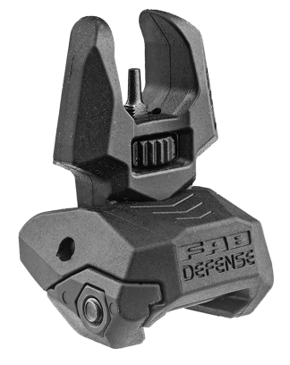 FAB Defense FXFBS Front Back-Up Sight  for AR-15/ M16/ M4 Low Folded Profile Spring-Locked Deployment Black Polymer & Metal