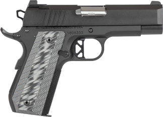 Dan Wesson 01883 ECP  Compact Frame 45 ACP 8+1 4" Stainless Bull Barrel Black Duty Serrated Stainless Steel Slide Black Aluminum Frame wBeavertail Black/Gray G10 Grip