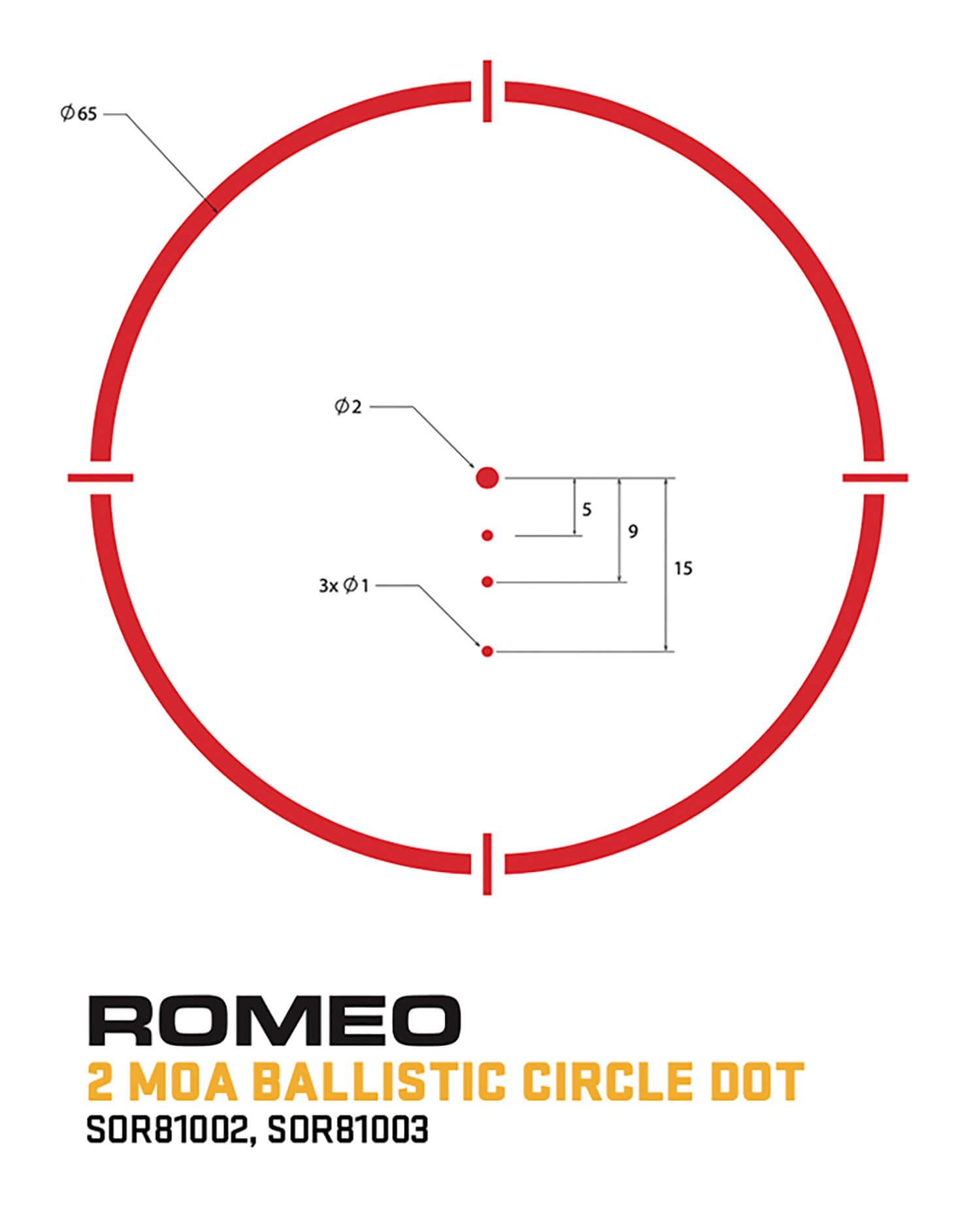 Sig Sauer Electro-Optics SOR81002 Romeo8T Black 1 x 38 mm 2 MOA Red Ballistic Dot/65 MOA Circle Multi Reticle - Image 3