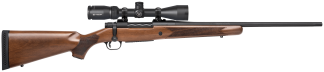 Mossberg 28059 Patriot Walnut-Vortex Scope Combo 25-06 Rem 5+1 22" Fluted Barrel w/Recessed Match Crown  Matte Blued Metal Finish  Spiral-Fluted Bolt  Walnut Stock  Drop Box Magazine  Adjustable LBA Trigger  Includes Vortex Crossfire II 3-9x40mm Scope