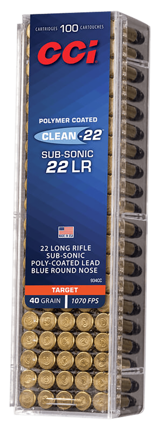 CCI 934CC Clean-22 Subsonic 22LR 40gr Lead Round Nose 100rd Box