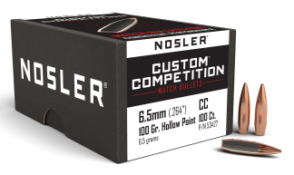 Nosler 53427 Custom Competition 6.5mm .264 100 gr Hollow Point Boat Tail/ 100rd Box