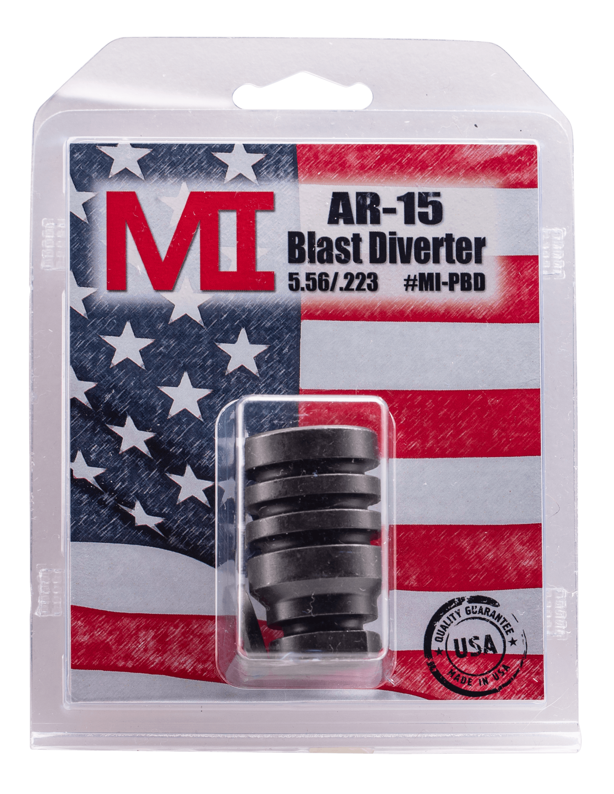 Midwest Industries MIPBD Blast Diverter Black Phosphate Steel with 1/2"-28 tpi Threads 1.75" OAL & 1.09" Diameter for 223 Rem 5.56x45mm NATO AR-Platform