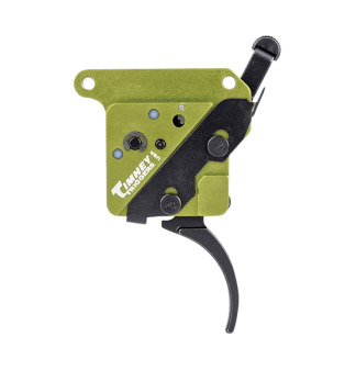 Timney Triggers 510V2THIN Elite Hunter  Thin Curved Trigger with 3 lbs Draw Weight & Black/Green Finish for Remington 700 Right