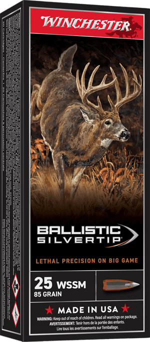Winchester Ammo SBST25WSS Ballistic Silvertip  25 WSSM 85 gr Fragmenting Polymer Tip 20rd Box