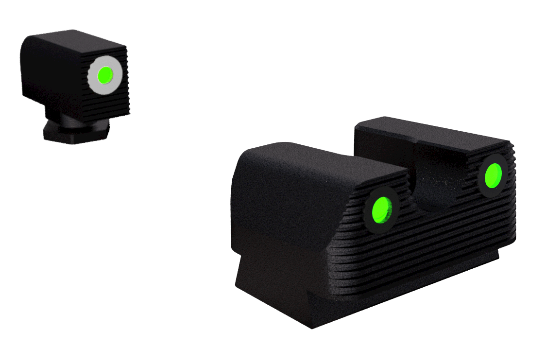 Rival Arms RA2B231G Night Sights for G42/G43/G48 Black | Green Tritium White Ring Front Sight Green Tritium Black Ring Rear Sight